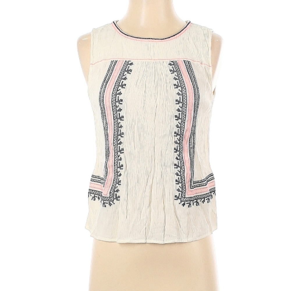 Altar'd State Embroidered Bohemian Slinky Sleeveless Top Blouse